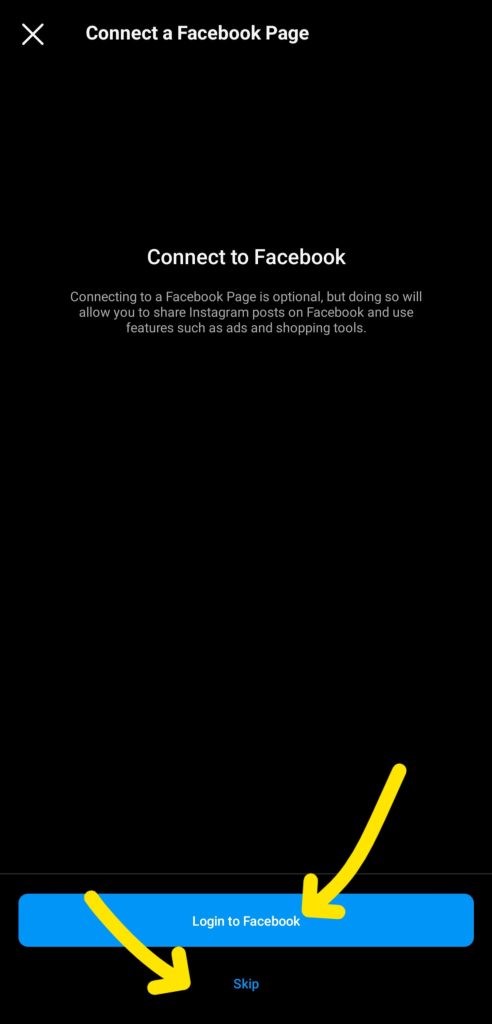 حالا اگر مایل باشید می توانید پیج کاری خود را به فیس بوک هم متصل کنید.